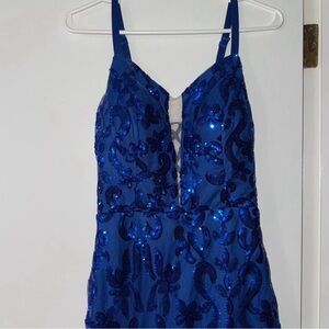 Elegant Blue Sequin Dress